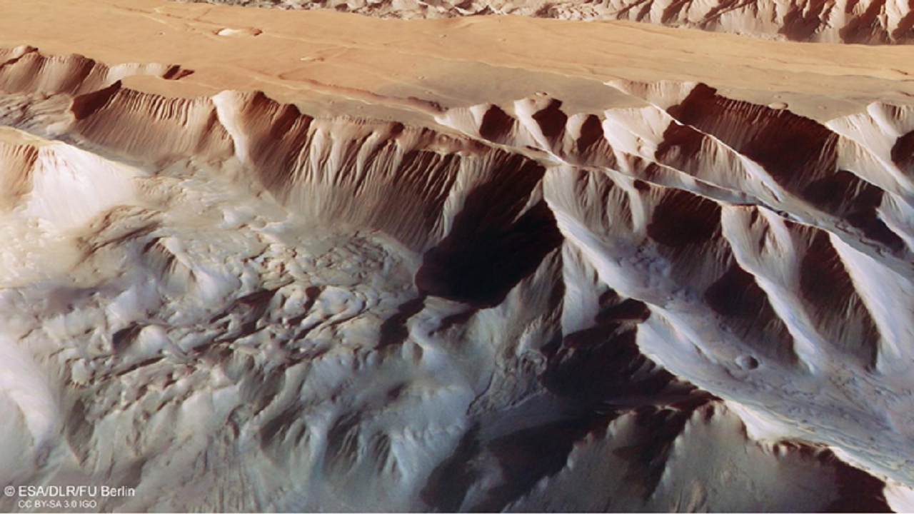 آژانس فضایی اروپا (ESA)، تصاویری که توسط مدارگرد مارس اکسپرس از دره عظیم Valles Marineris مریخ ثبت شده را منتشر کرده است.