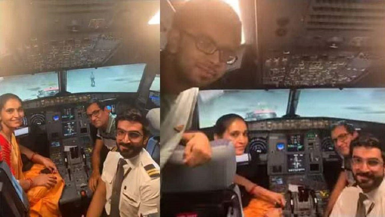 خلبان هواپیما با دعوت مادرش به داخل کابین خلبان او را غافلگیر کرد.